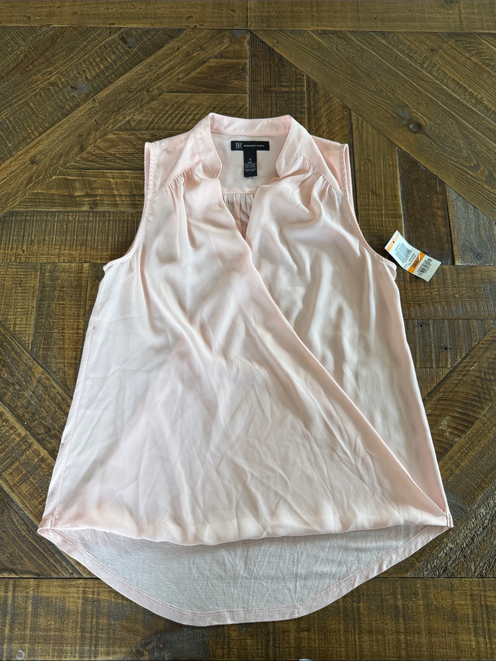 INC International Concepts Pink Sleeveless Wrap Front Blouse Women’s Small NWT